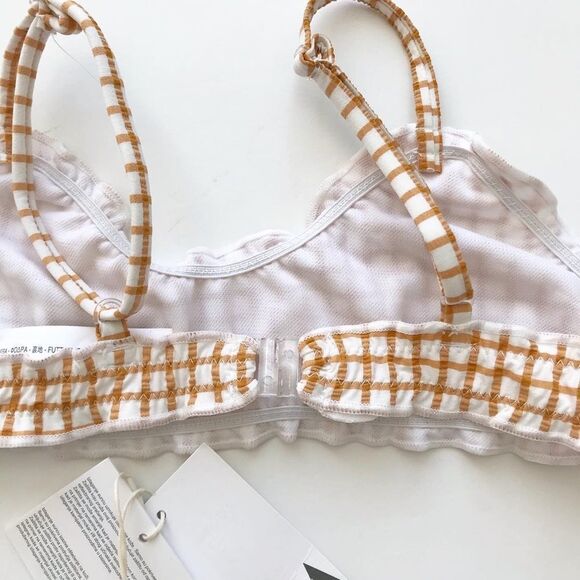 Zara NWT mustard grid plaid 2 pc bikini 8-9Y - Picture 6 of 6
